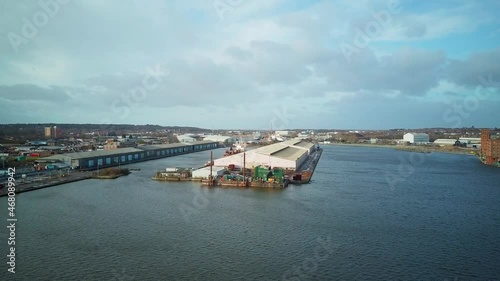 Arial shot looking across the dock north birkenhead Liverpool photo