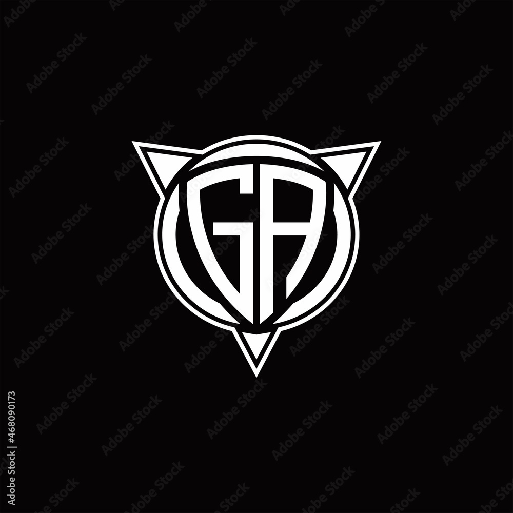 GA Logo monogram isolated with circle shape and three arrow design template GA Logo monogram isolated with circle shape and three arrow design template