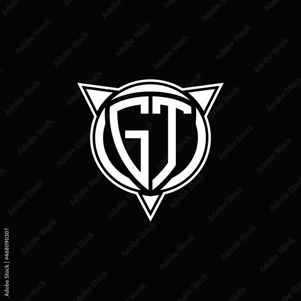 GT Logo monogram isolated with circle shape and three arrow design template GT Logo monogram isolated with circle shape and three arrow design template