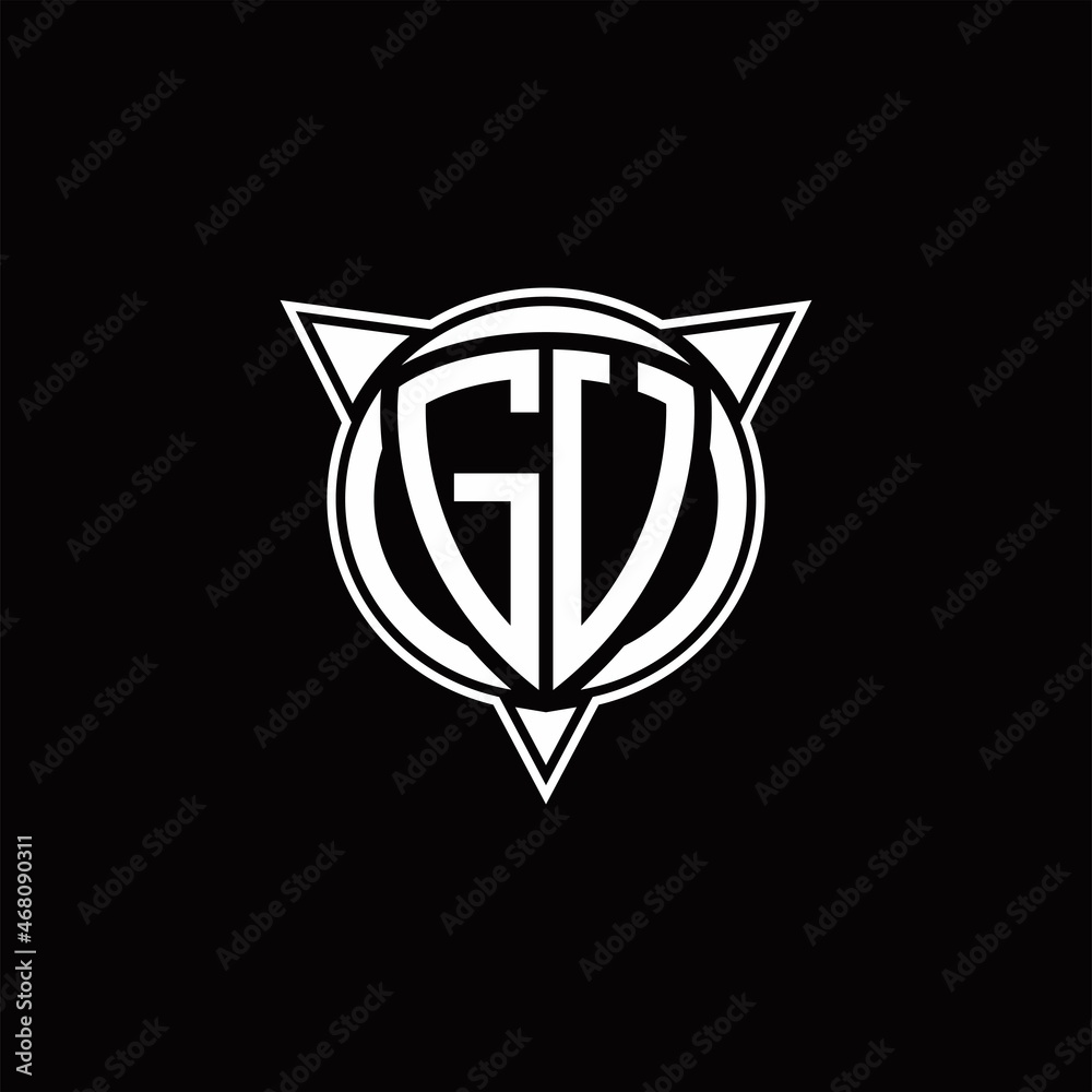 GU Logo monogram isolated with circle shape and three arrow design template