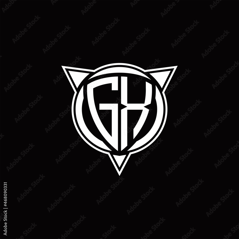 GX Logo monogram isolated with circle shape and three arrow design template GX Logo monogram isolated with circle shape and three arrow design template
