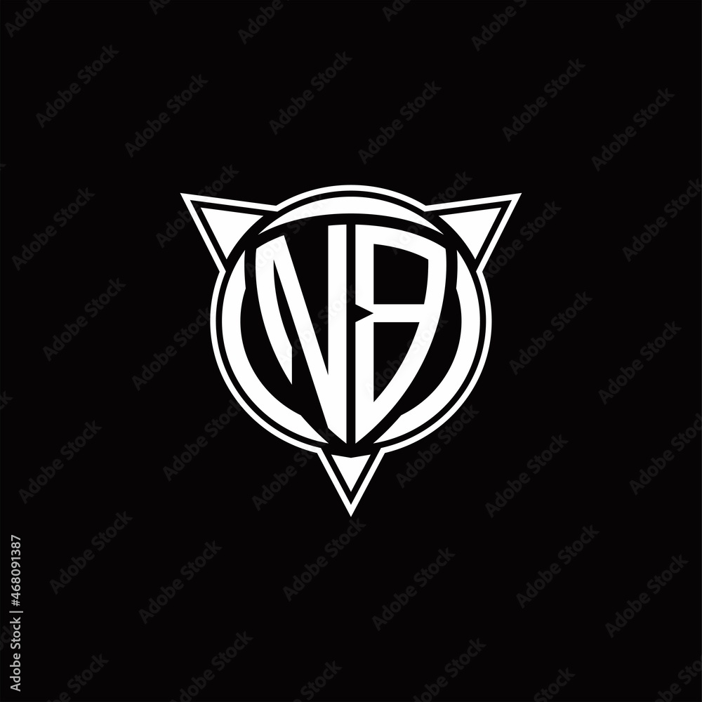 NB Logo monogram isolated with circle shape and three arrow design template