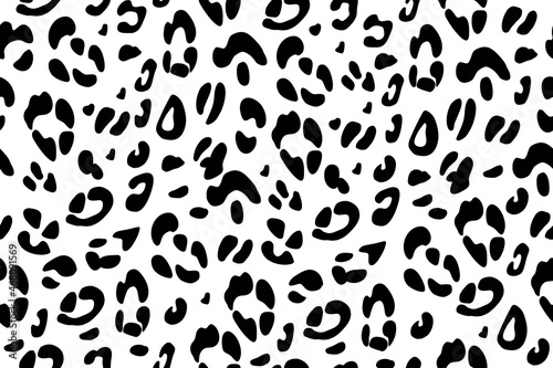 Leopard black and white seamless pattern. Animalistic print. Vector background