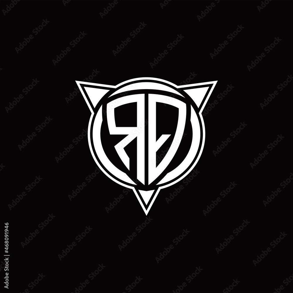 RQ Logo monogram isolated with circle shape and three arrow design template RQ Logo monogram isolated with circle shape and three arrow design template