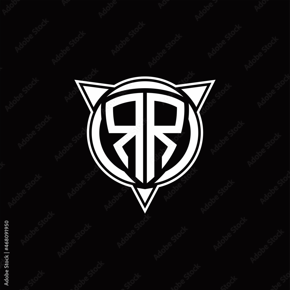 RR Logo monogram isolated with circle shape and three arrow design template