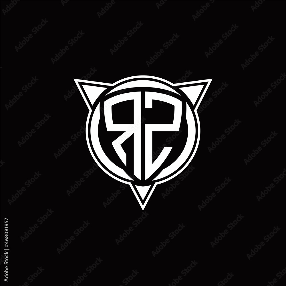 RZ Logo monogram isolated with circle shape and three arrow design template RZ Logo monogram isolated with circle shape and three arrow design template