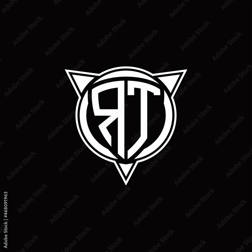 RT Logo monogram isolated with circle shape and three arrow design template RT Logo monogram isolated with circle shape and three arrow design template