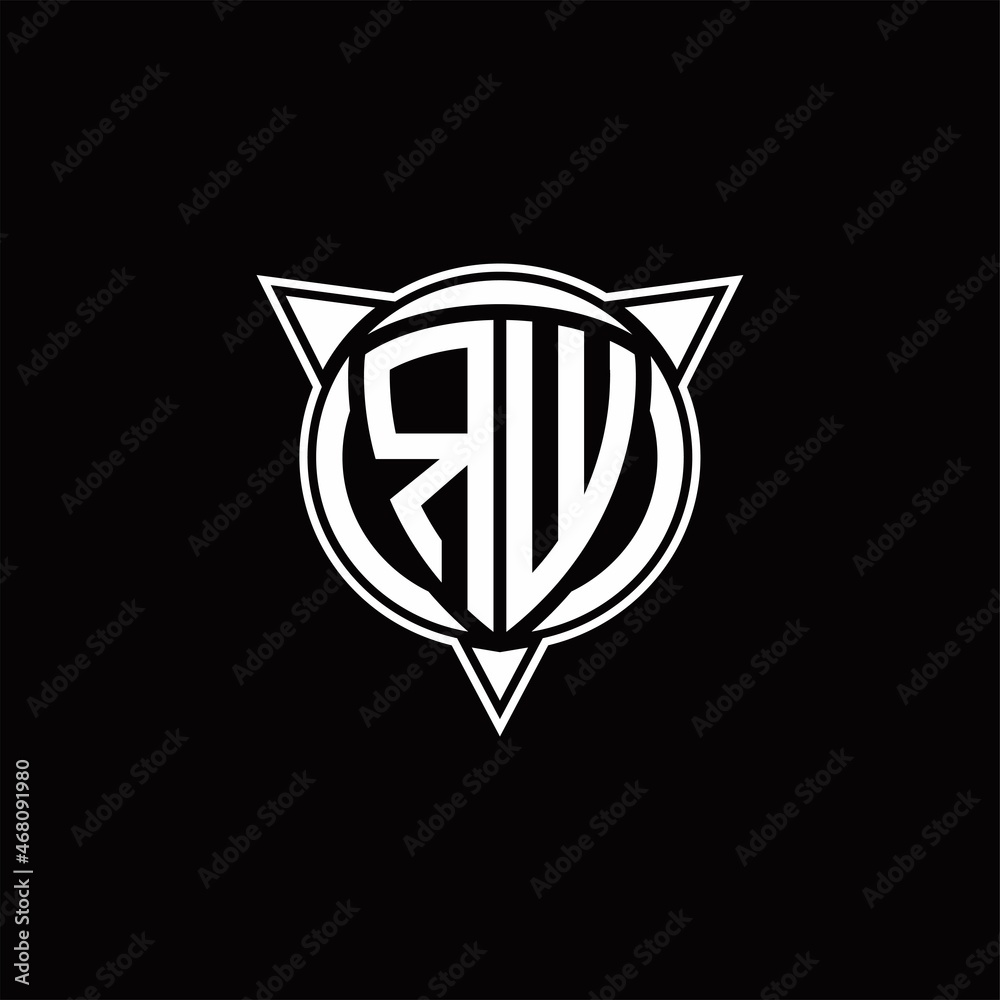 RW Logo monogram isolated with circle shape and three arrow design template RW Logo monogram isolated with circle shape and three arrow design template