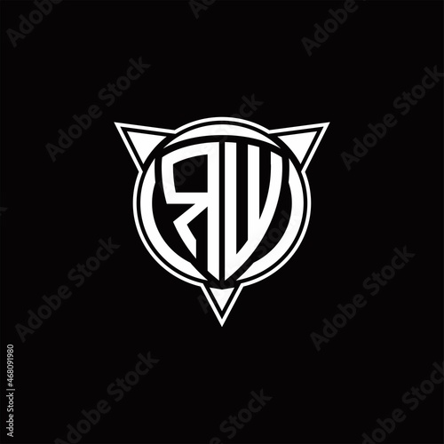 RW Logo monogram isolated with circle shape and three arrow design template