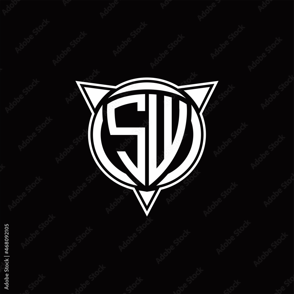 SW Logo monogram isolated with circle shape and three arrow design template SW Logo monogram isolated with circle shape and three arrow design template