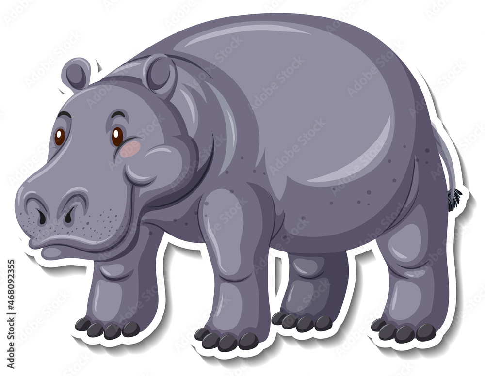 Hippopotamus wild animal cartoon sticker