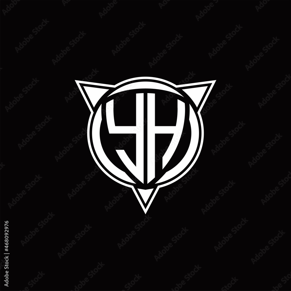 YH Logo monogram isolated with circle shape and three arrow design template YH Logo monogram isolated with circle shape and three arrow design template