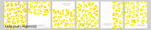 Set of vector cover notebook design. Abstract yellow minimal triangles halftone template design for notebook paper, copybook brochures, book, magazine. Planner and diary cover for print