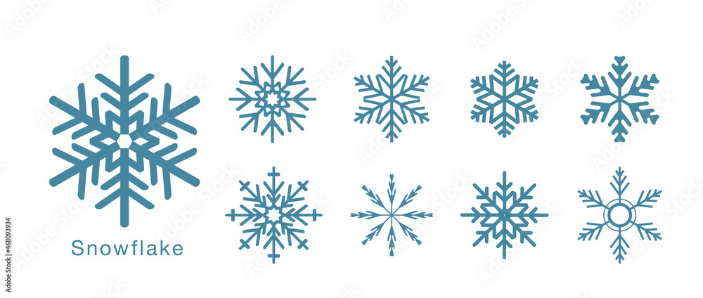 美しい雪の結晶のセット。クリスマスの素材。 美しい雪の結晶のセット。クリスマスの素材。