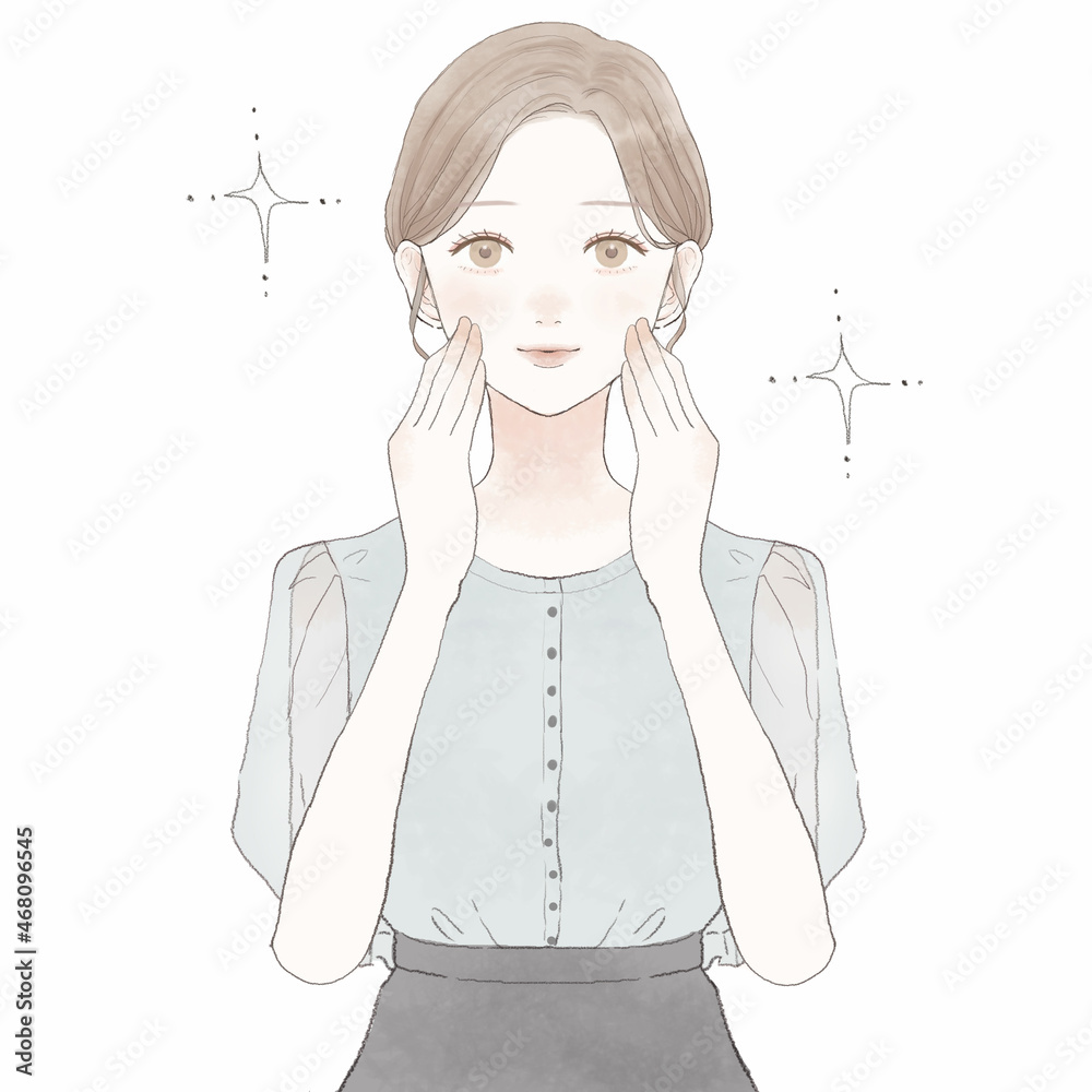 女性の正面・バストアップ　スキンケアのイメージ