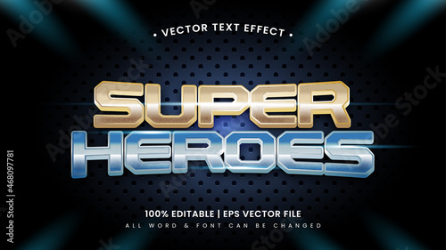 Super heroes metal 3d text style effect. Editable illustrator text style.