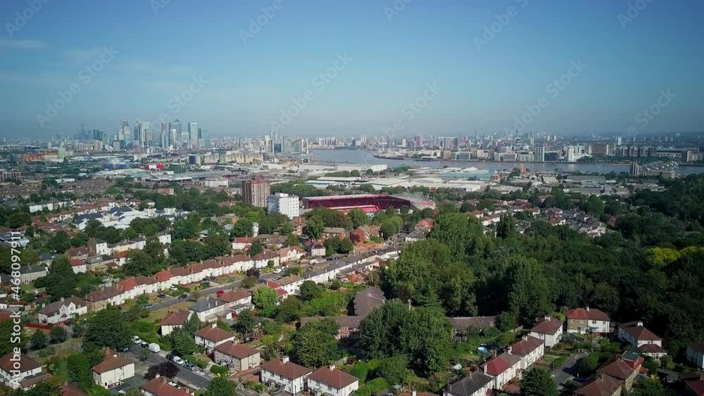 Arial Shot Rising to reveal The Valley Stadium Charlton Athletic Football Club London Arial Shot Rising to reveal The Valley Stadium Charlton Athletic Football Club London