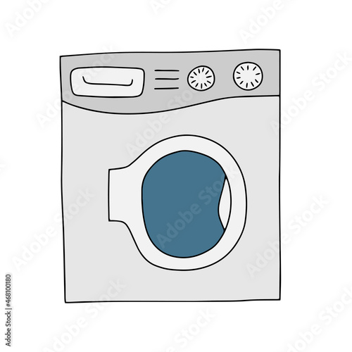Vector doodle isolated illustration white washing mashine