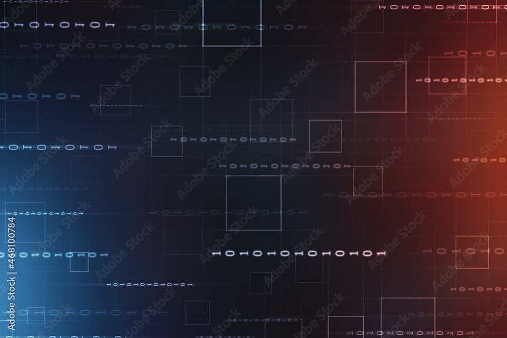 2d illustration abstract digital binary data on computer screen
