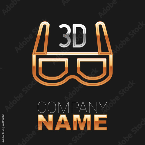 Line 3D cinema glasses icon isolated on black background. Colorful outline concept. Vector