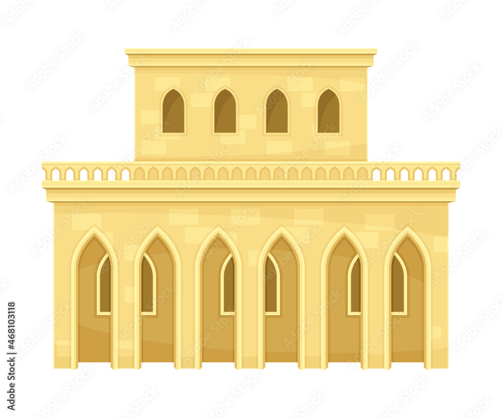 Fototapeta premium Ancient Arabic building. Middle East traditional architecture vector illustration