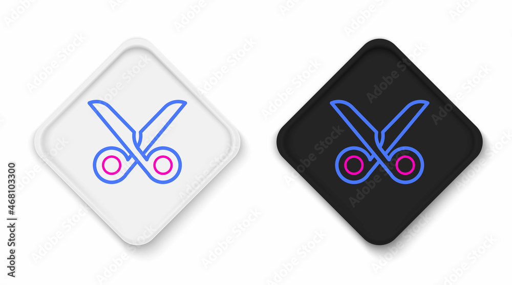 Line Scissors icon isolated on white background. Cutting tool sign. Colorful outline concept. Vector Line Scissors icon isolated on white background. Cutting tool sign. Colorful outline concept. Vector