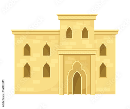 Authentic Arabian mud brick house. Middle East traditional architecture vector illustration