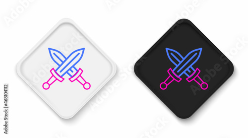 Line Crossed medieval sword icon isolated on white background. Medieval weapon. Colorful outline concept. Vector