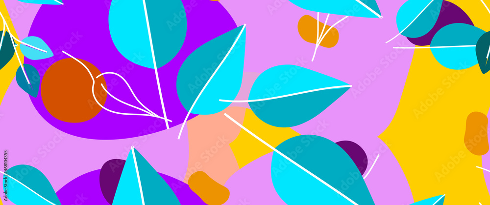 Naklejka premium Bold Pattern Tropical Leaf Jungle Modern Motif