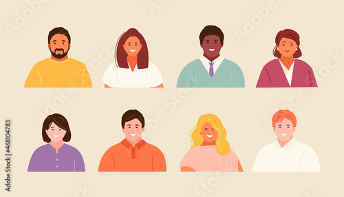 Business avatars of adult men and women. Web portraits for accounts, social media. Vector templates set