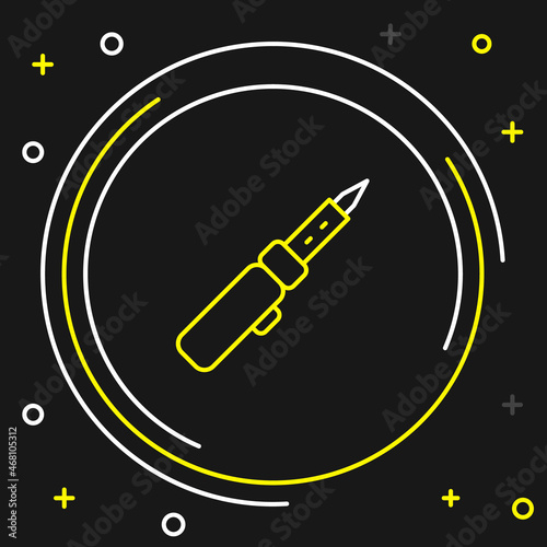 Line Soldering iron icon isolated on black background. Colorful outline concept. Vector