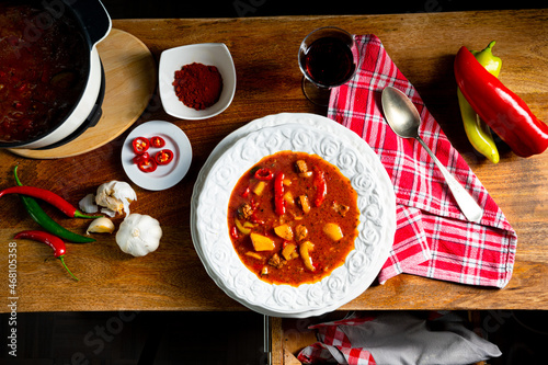 Delicious Hungarian-style goulash soup photo