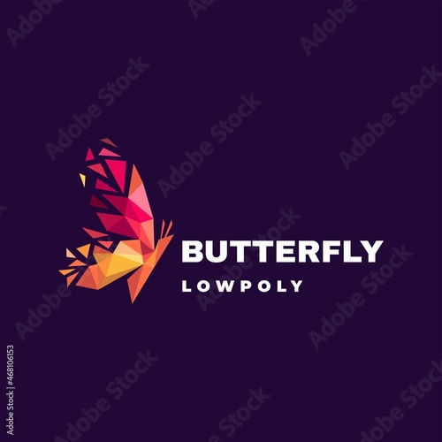 Vector Logo Illustration Butterfly Low Poly Colorful Style