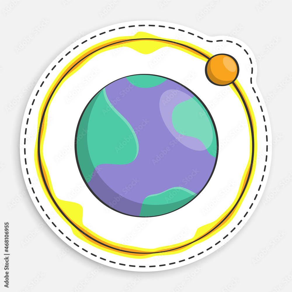 cartoon icon of doodle Moon rotates in orbit around planet Earth. Satellite of planet. Astronomy and astrology. Space exploration. Vector isolated on white background cartoon icon of doodle Moon rotates in orbit around planet Earth. Satellite of planet. Astronomy and astrology. Space exploration. Vector isolated on white background