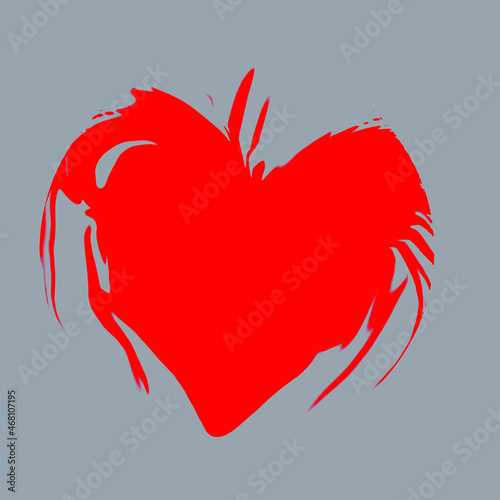 Vector illustration of abstract red heart on gray background.