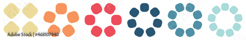 Small squares with round edges forming circle, version with four to nine objects. Can be used as infographics element