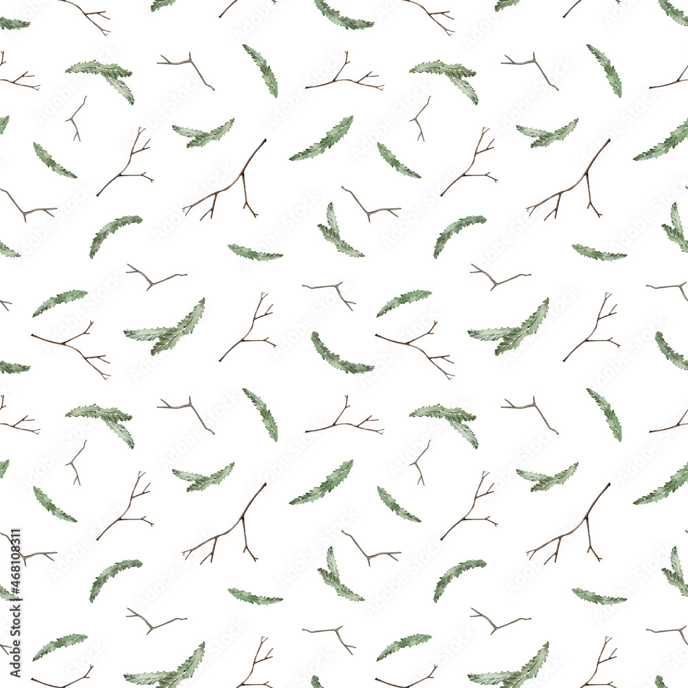 Seamless pattern with watercolor branches. Seamless pattern with watercolor branches.