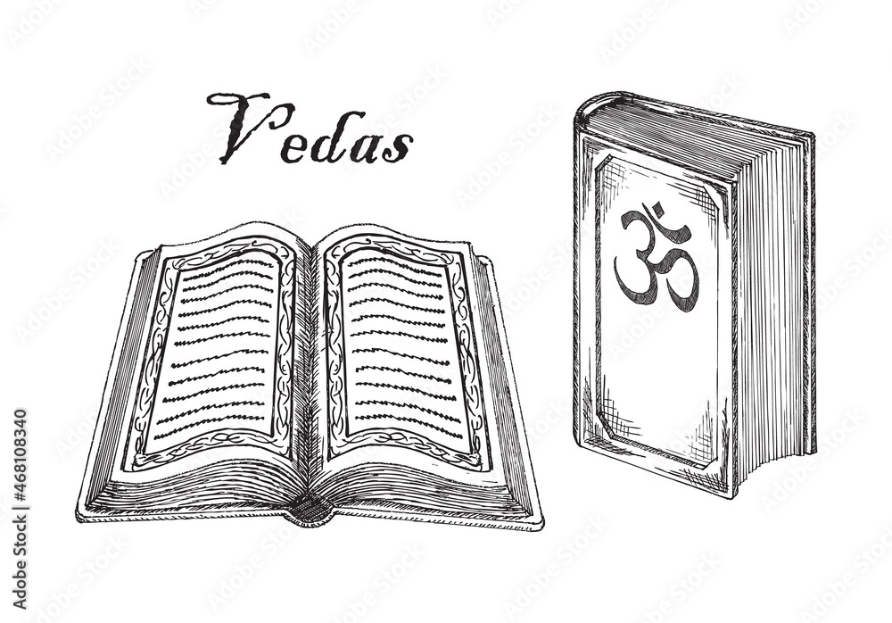 Vedas, Judaism religion Holy book. Ancient Hindu sacred texts, holy
