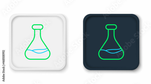 Line Test tube and flask icon isolated on white background. Chemical laboratory test. Laboratory glassware. Colorful outline concept. Vector