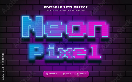 Neon Pixel Editable Text Effect