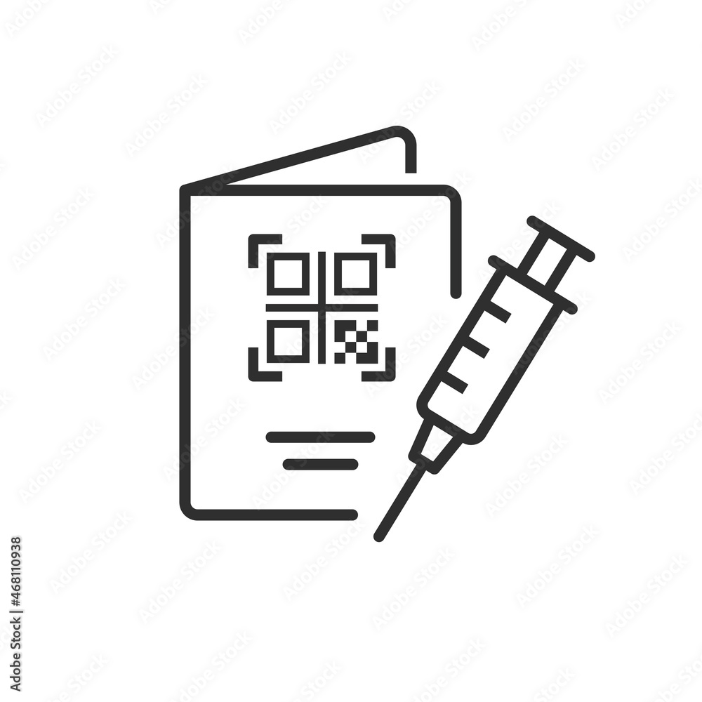 Vaccine passport line icon on white background. Vector illustration. Vaccine passport line icon on white background. Vector illustration.