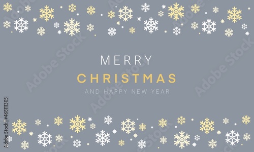 シンプルで可愛いモダンなクリスマスハッピーホリデー背景壁紙素材 -雪の結晶-（グレー）