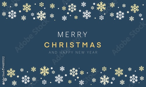 シンプルで可愛いモダンなクリスマスハッピーホリデー背景壁紙素材 -雪の結晶-（青）