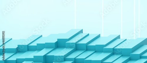 Abstract Creative idea. futuristic ladder Geometric shapes for Success and Target with a Business concept on Blue. copy space  digital  banner  website -3d Rendering