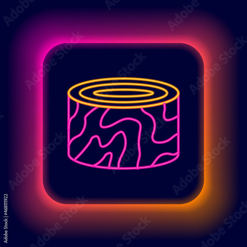 Glowing neon line Tree stump icon isolated on black background. Colorful outline concept. Vector