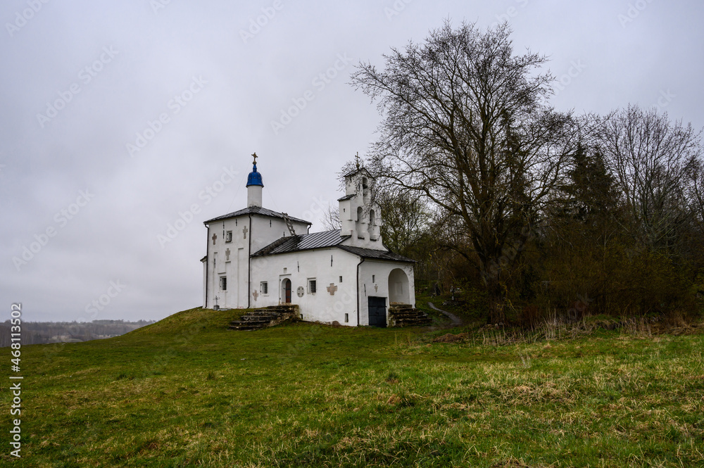Church of St. Nicholas on the Gorodishche. Izborsk, Pskov region. It is a nasty day.