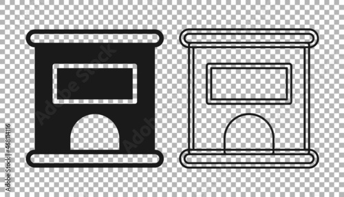 Black Ticket office to buy tickets for train or plane icon isolated on transparent background. Buying tickets. Ticket service. Vector