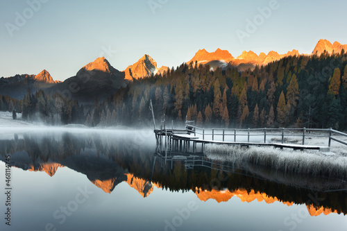 Lake Staz in the Engadine valley Switzerland photo