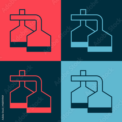Pop art Traditional brewing vessels in brewery icon isolated on color background. Beer brewing process. Distillery plant, brewery. Vector