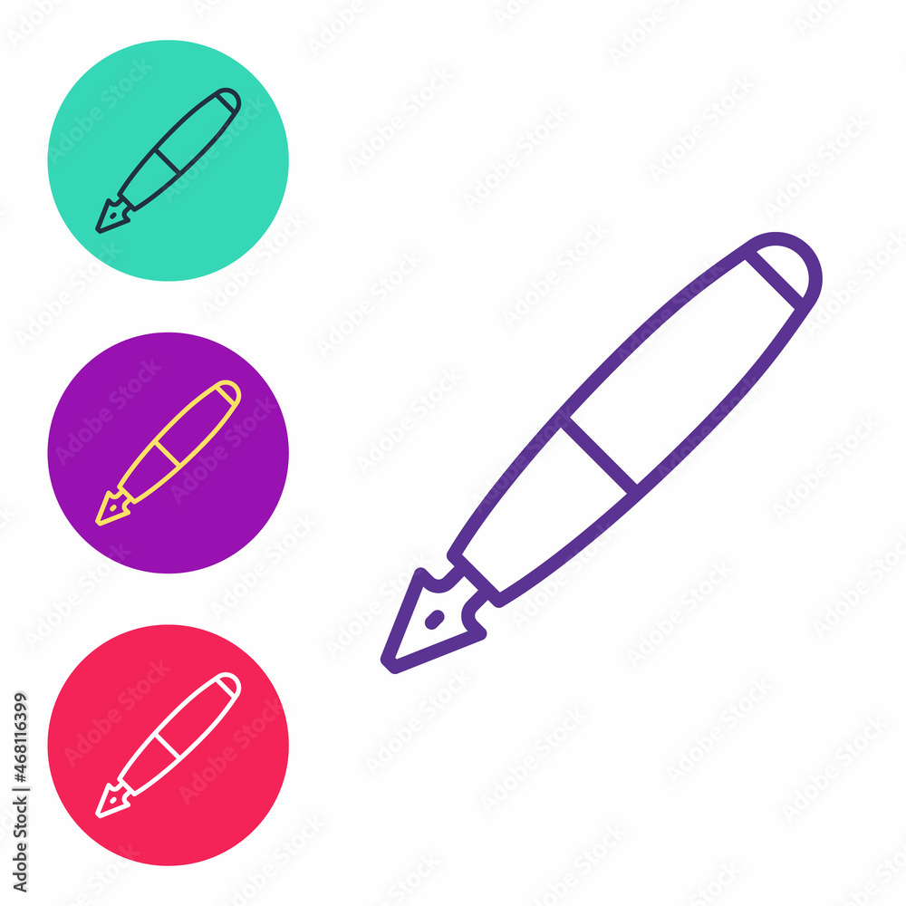 Set line Fountain pen nib icon isolated on white background. Pen tool sign. Set icons colorful. Vector Set line Fountain pen nib icon isolated on white background. Pen tool sign. Set icons colorful. Vector